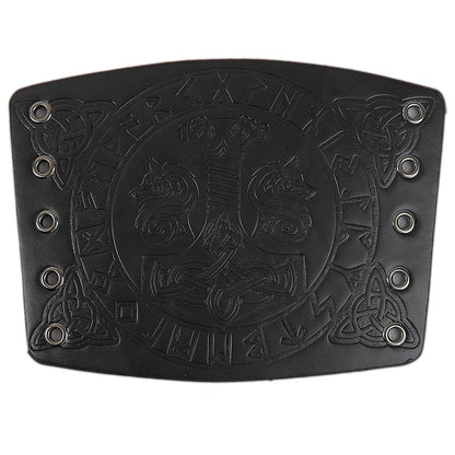 HiiFeuer Viking Arm Bracer, Embossed Norse Symbol Faux Leather Arm Armor, Medieval Faux Leather Arm Wristband for LARP