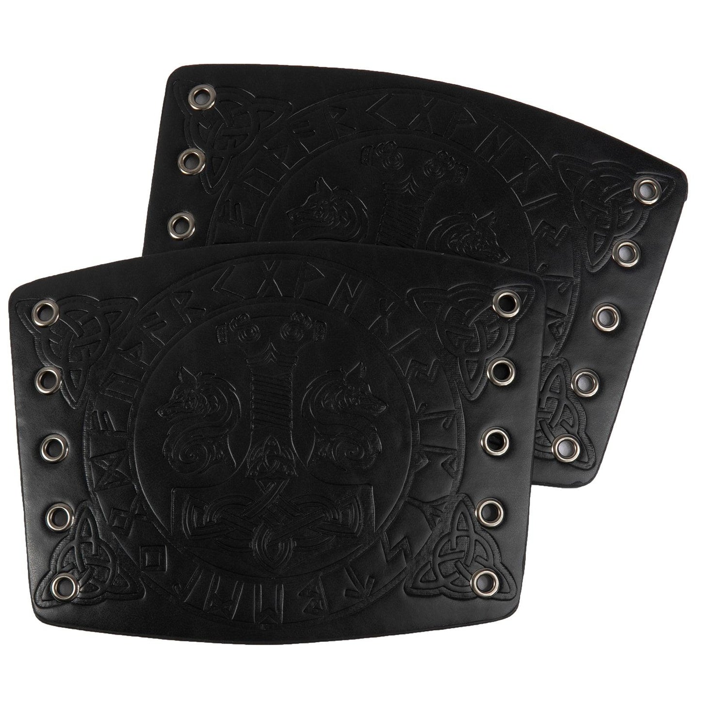 HiiFeuer Viking Arm Bracer, Embossed Norse Symbol Faux Leather Arm Armor, Medieval Faux Leather Arm Wristband for LARP