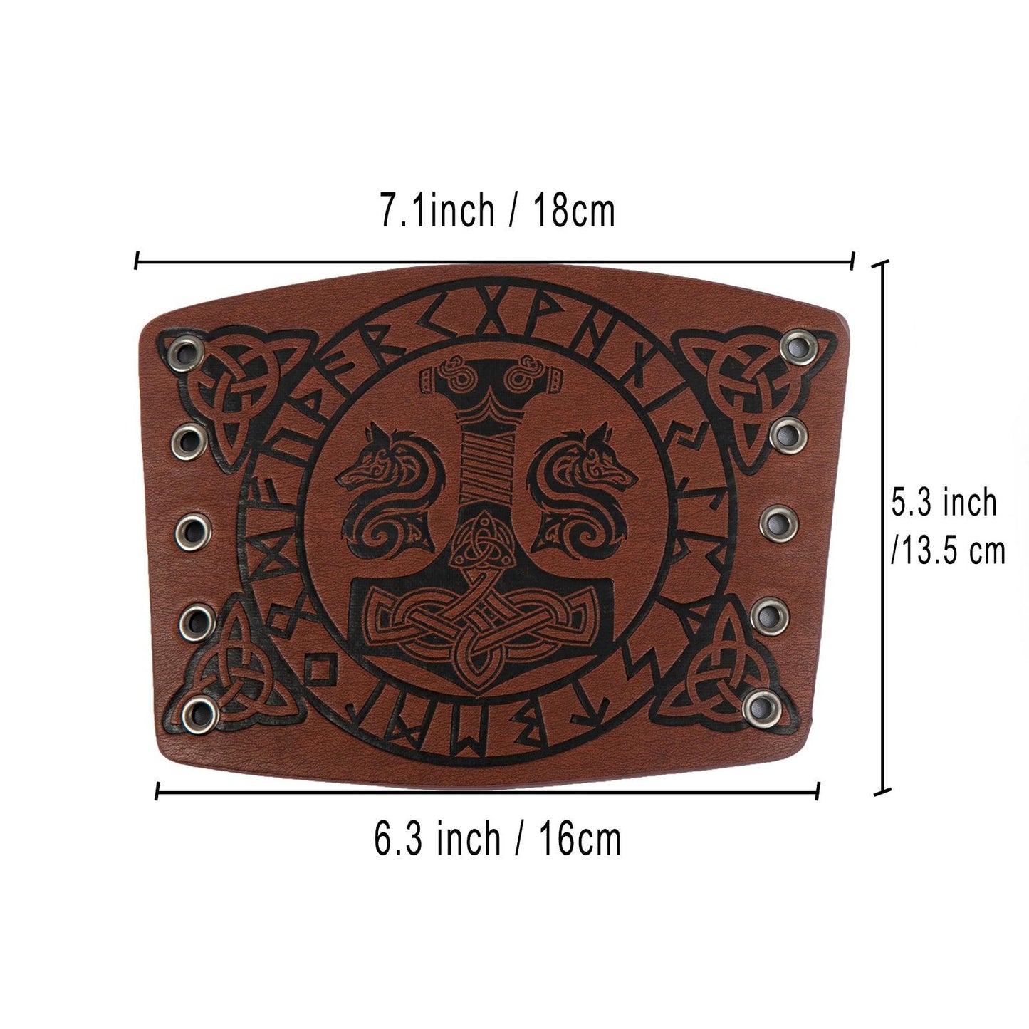 HiiFeuer Viking Arm Bracer, Embossed Norse Symbol Faux Leather Arm Armor, Medieval Faux Leather Arm Wristband for LARP