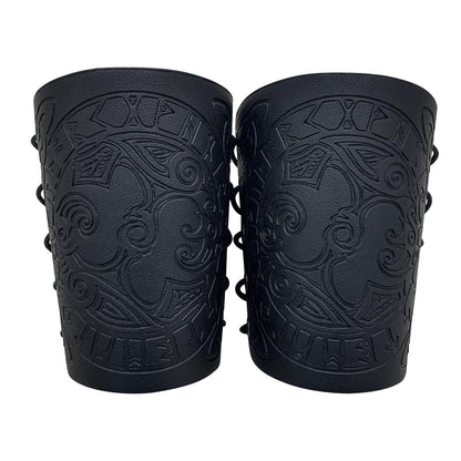 HiiFeuer Viking Arm Bracer, Embossed Norse Symbol Faux Leather Arm Armor, Medieval Faux Leather Arm Wristband for LARP