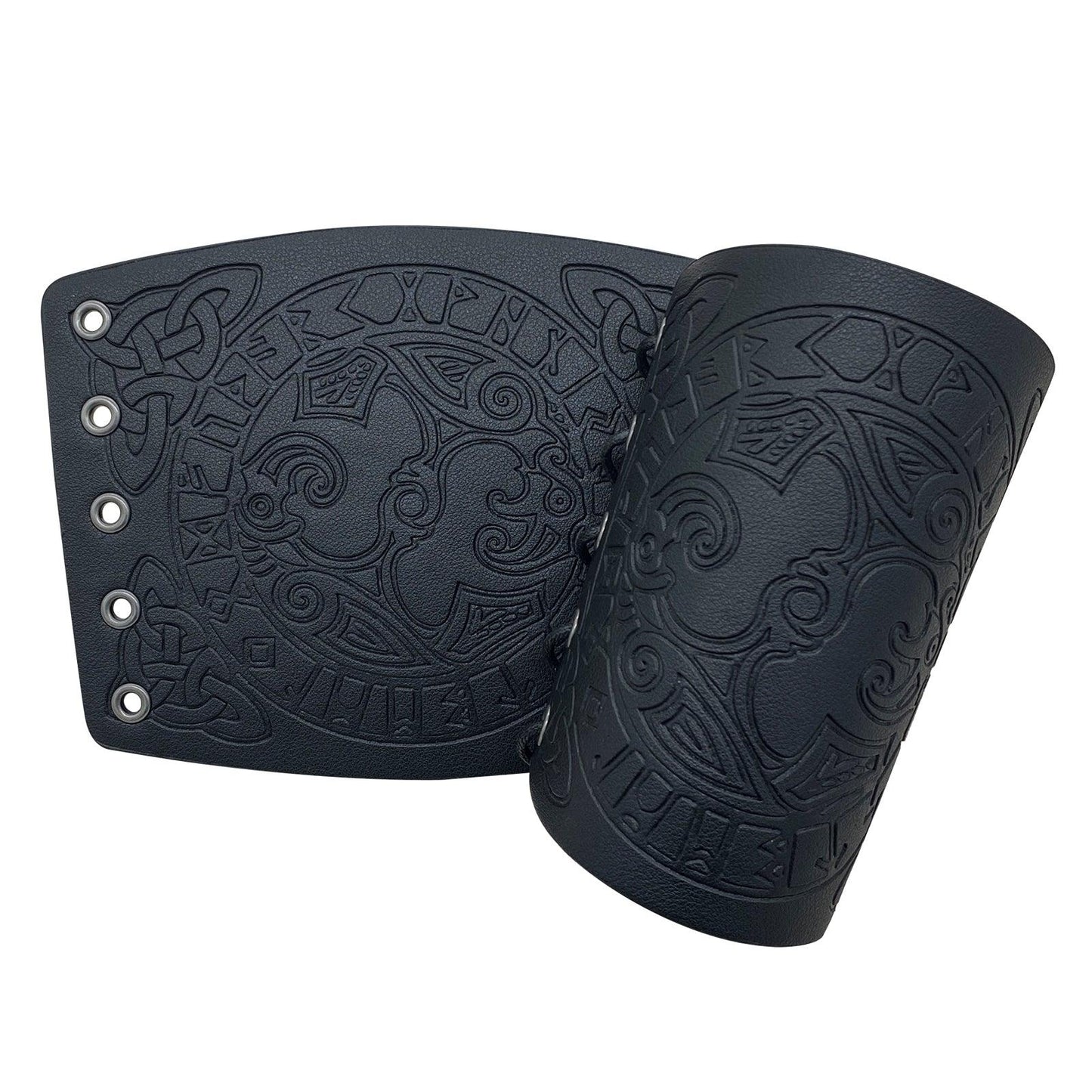 HiiFeuer Viking Arm Bracer, Embossed Norse Symbol Faux Leather Arm Armor, Medieval Faux Leather Arm Wristband for LARP