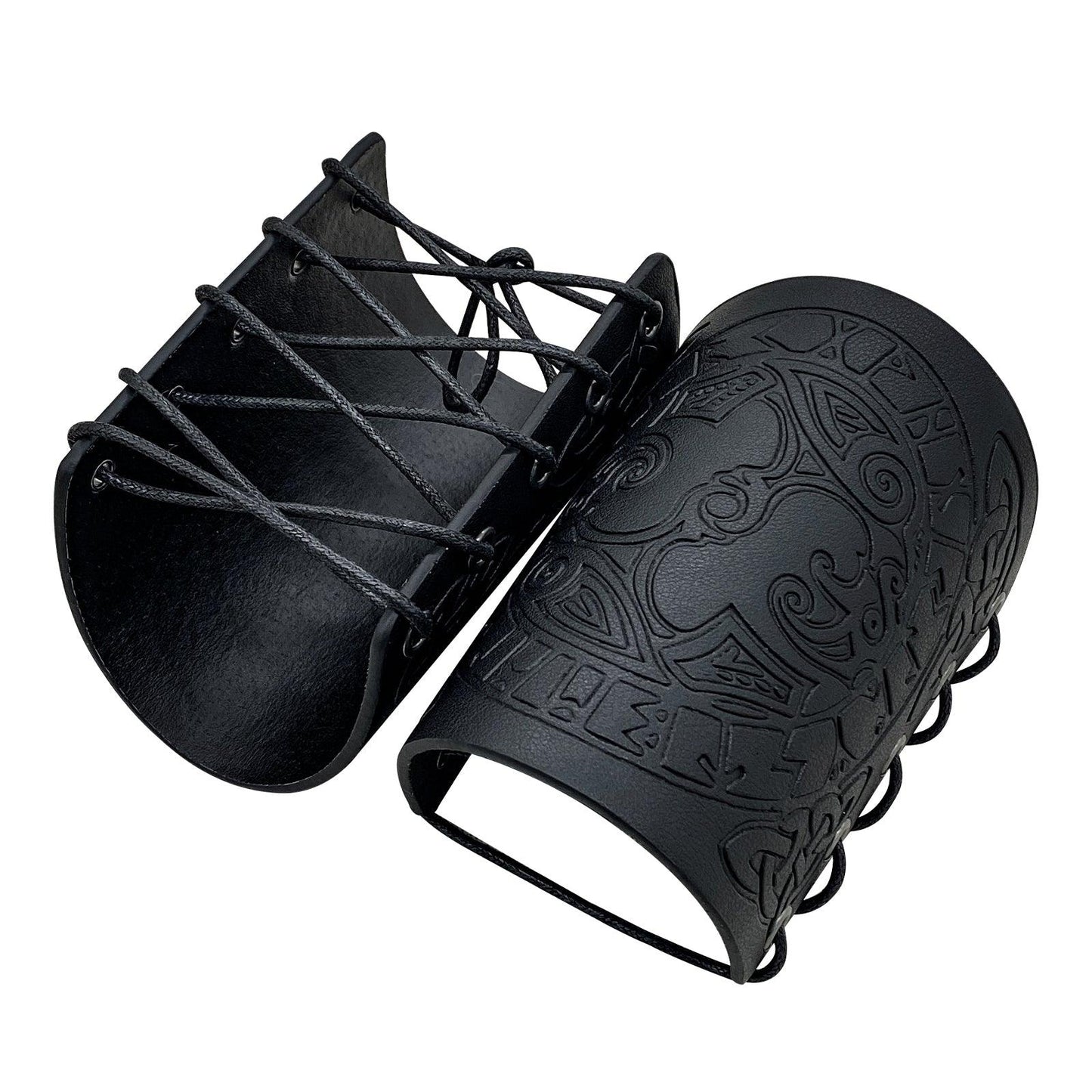 HiiFeuer Viking Arm Bracer, Embossed Norse Symbol Faux Leather Arm Armor, Medieval Faux Leather Arm Wristband for LARP