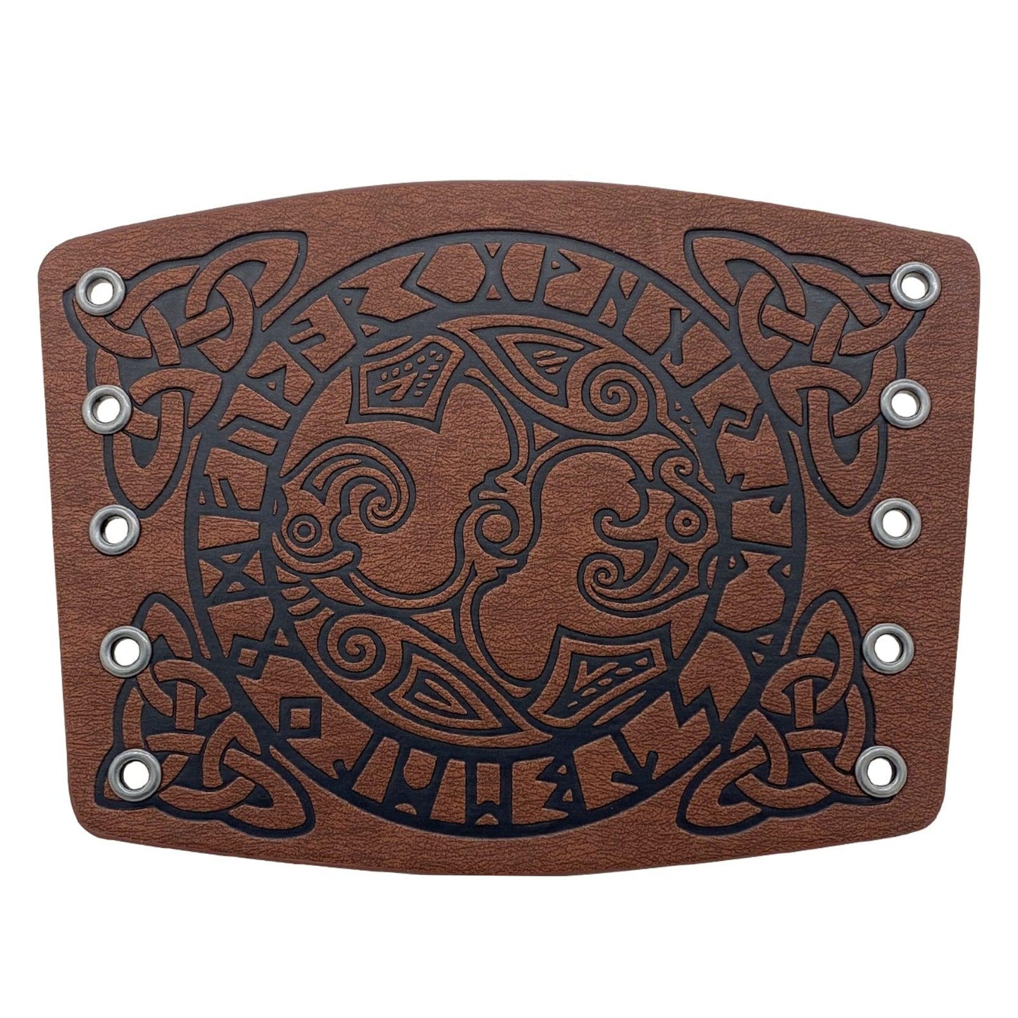 HiiFeuer Viking Arm Bracer, Embossed Norse Symbol Faux Leather Arm Armor, Medieval Faux Leather Arm Wristband for LARP