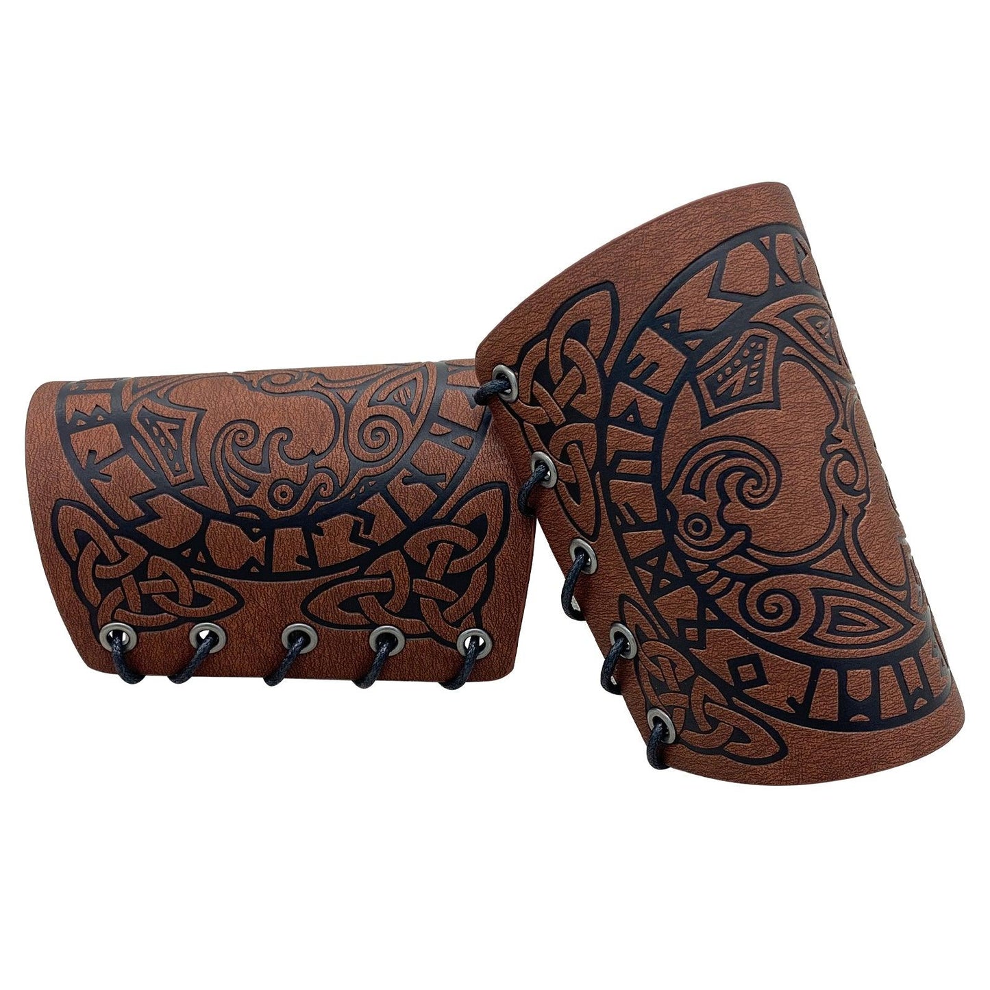 HiiFeuer Viking Arm Bracer, Embossed Norse Symbol Faux Leather Arm Armor, Medieval Faux Leather Arm Wristband for LARP