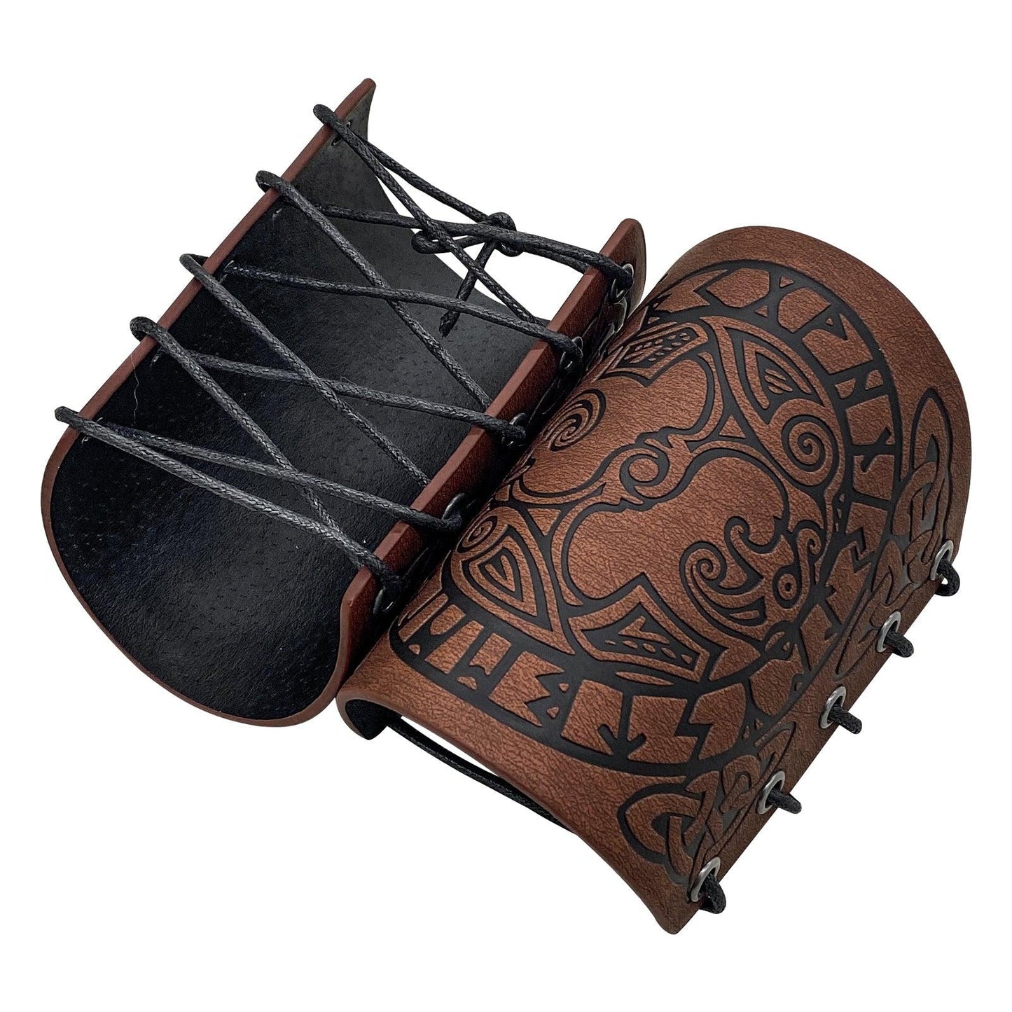 HiiFeuer Viking Arm Bracer, Embossed Norse Symbol Faux Leather Arm Armor, Medieval Faux Leather Arm Wristband for LARP