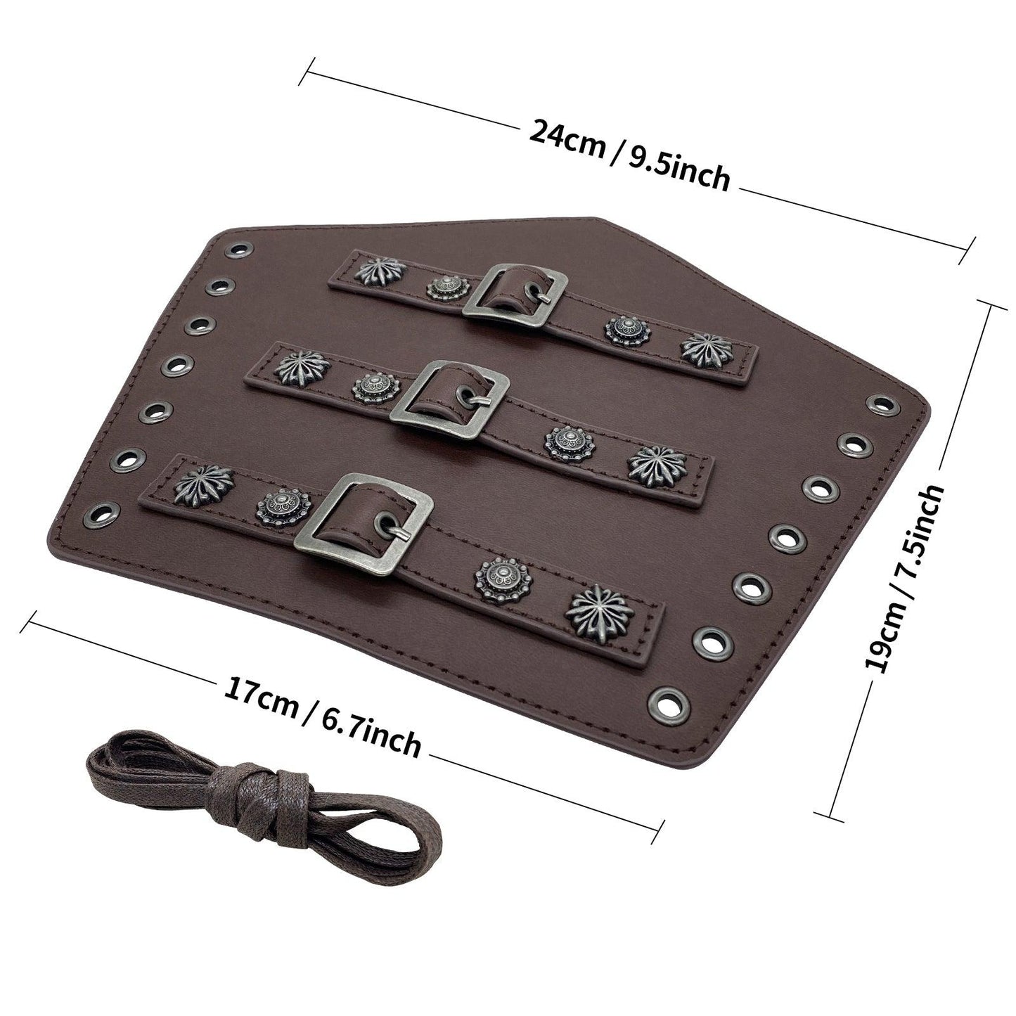 HiiFeuer Medieval PU Leather Buckle Arm Bracers, Knight LARP Retro Renaissance Arm Guards, One Size One Pair