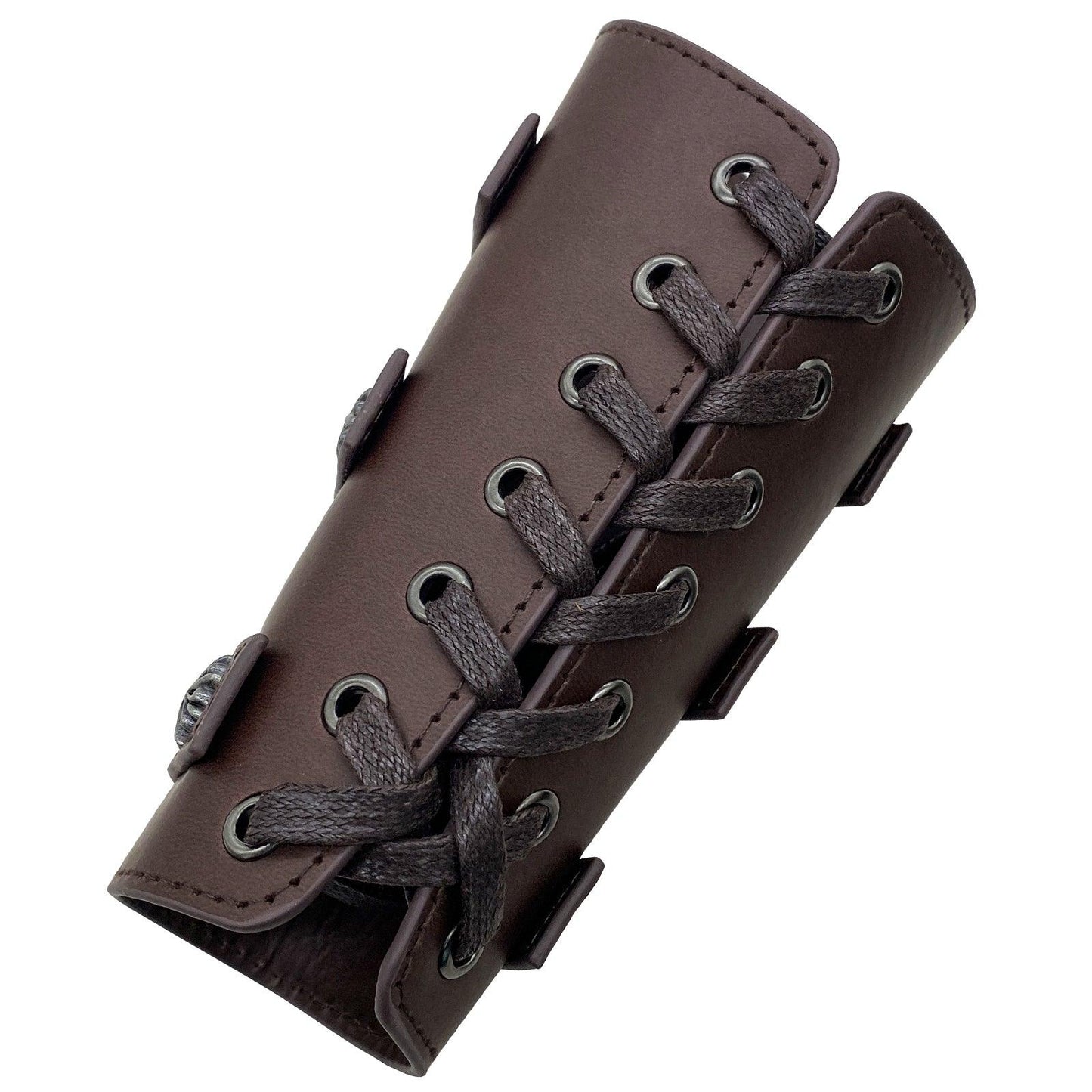 HiiFeuer Medieval PU Leather Buckle Arm Bracers, Knight LARP Retro Renaissance Arm Guards, One Size One Pair