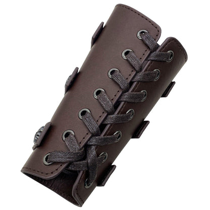 HiiFeuer Medieval PU Leather Buckle Arm Bracers, Knight LARP Retro Renaissance Arm Guards, One Size One Pair