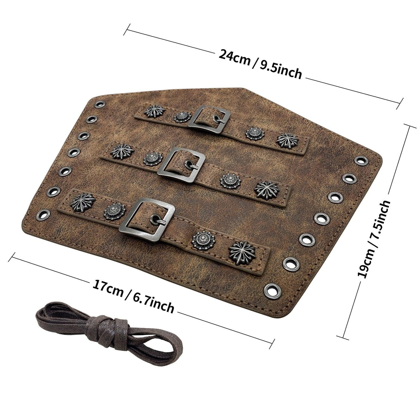 HiiFeuer Medieval PU Leather Buckle Arm Bracers, Knight LARP Retro Renaissance Arm Guards, One Size One Pair