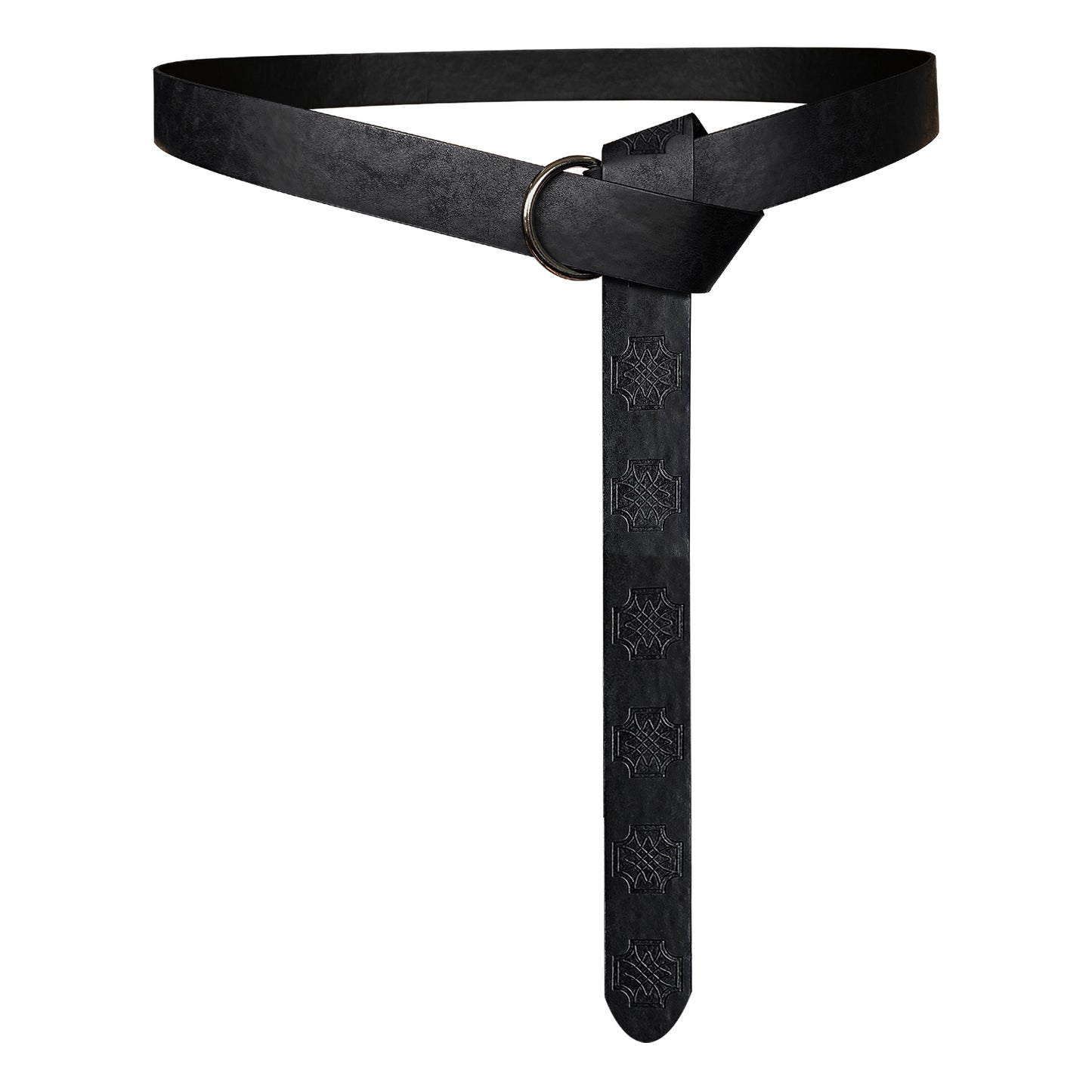 HiiFeuer Medieval Embossed PU Leather O-Ring Belt, Retro Renaissance Knight Belt