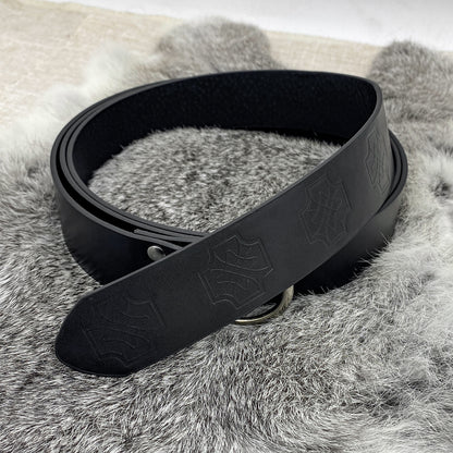 HiiFeuer Medieval Embossed PU Leather O-Ring Belt, Retro Renaissance Knight Belt