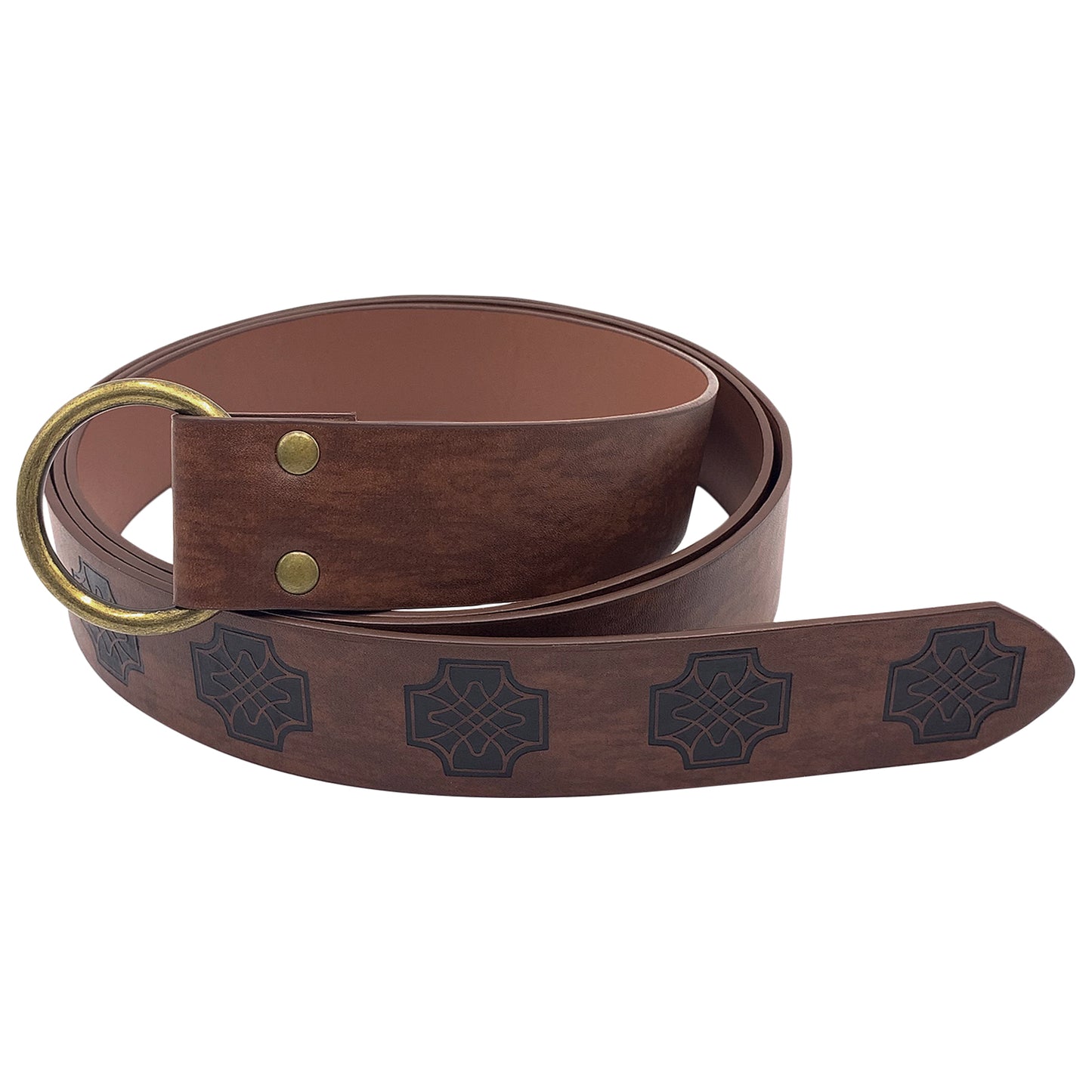 HiiFeuer Medieval Embossed PU Leather O-Ring Belt, Retro Renaissance Knight Belt