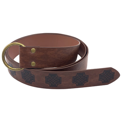 HiiFeuer Medieval Embossed PU Leather O-Ring Belt, Retro Renaissance Knight Belt