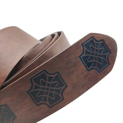 HiiFeuer Medieval Embossed PU Leather O-Ring Belt, Retro Renaissance Knight Belt