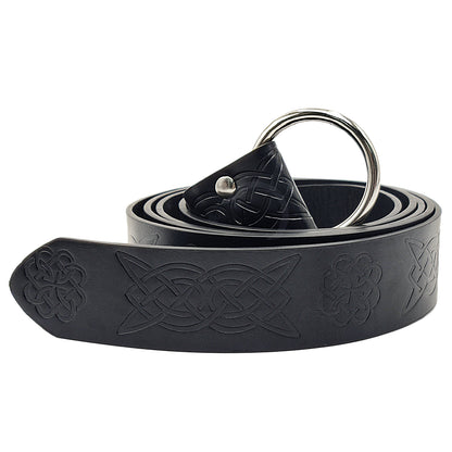 HiiFeuer Medieval Embossed PU Leather O-Ring Belt, Retro Renaissance Knight Belt