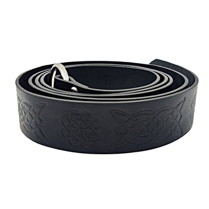 HiiFeuer Medieval Embossed PU Leather O-Ring Belt, Retro Renaissance Knight Belt