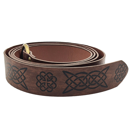HiiFeuer Medieval Embossed PU Leather O-Ring Belt, Retro Renaissance Knight Belt