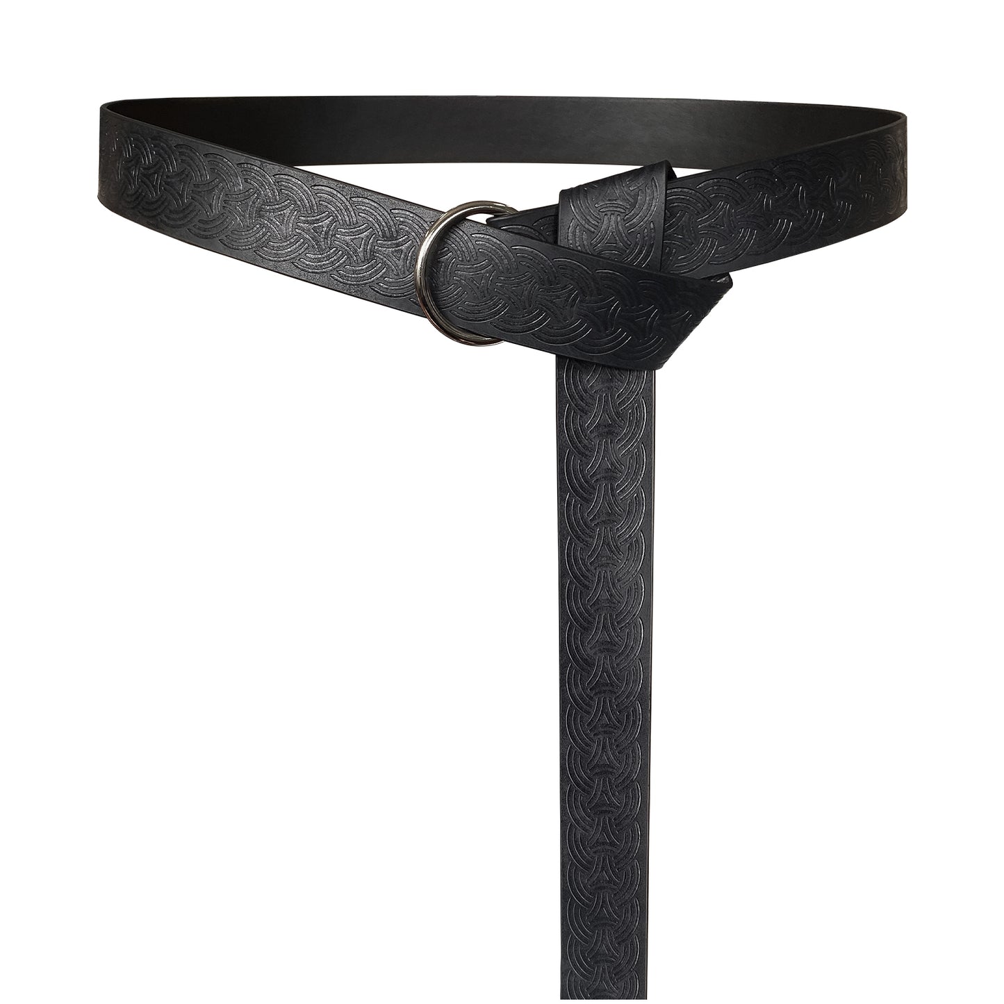 HiiFeuer Medieval Embossed PU Leather O-Ring Belt, Retro Renaissance Knight Belt