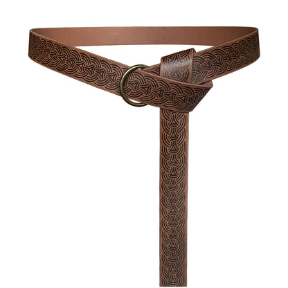 HiiFeuer Medieval Embossed PU Leather O-Ring Belt, Retro Renaissance Knight Belt