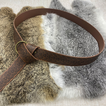 HiiFeuer Medieval Embossed PU Leather O-Ring Belt, Retro Renaissance Knight Belt