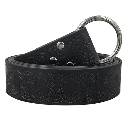 HiiFeuer Medieval Embossed PU Leather O-Ring Belt, Retro Renaissance Knight Belt