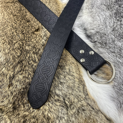 HiiFeuer Medieval Embossed PU Leather O-Ring Belt, Retro Renaissance Knight Belt