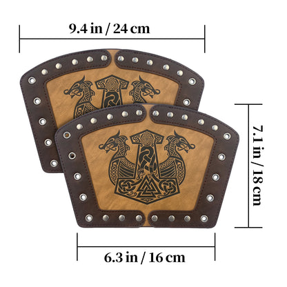 HiiFeuer Embossed Viking Symble Faux Leather Arm Armor, Viking Gauntlet Bracers, Knight Arm Guards for LARP Ren Faire