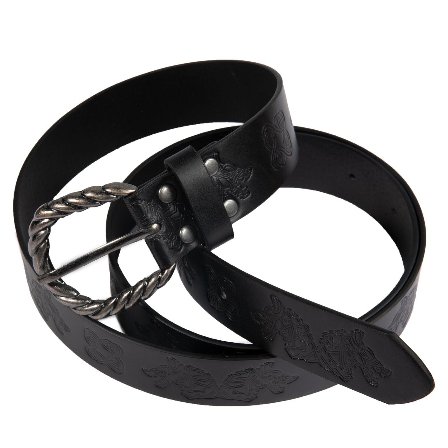 HiiFeuer Viking Fenrir Embossed Faux Leather Buckle Belt, Medieval Knight Belt