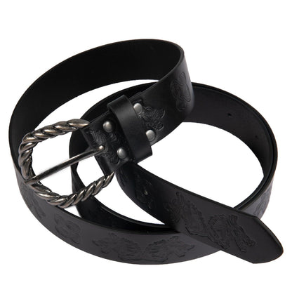 HiiFeuer Viking Fenrir Embossed Faux Leather Buckle Belt, Medieval Knight Belt