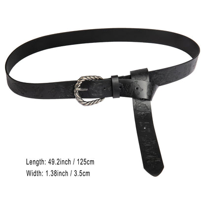HiiFeuer Viking Fenrir Embossed Faux Leather Buckle Belt, Medieval Knight Belt