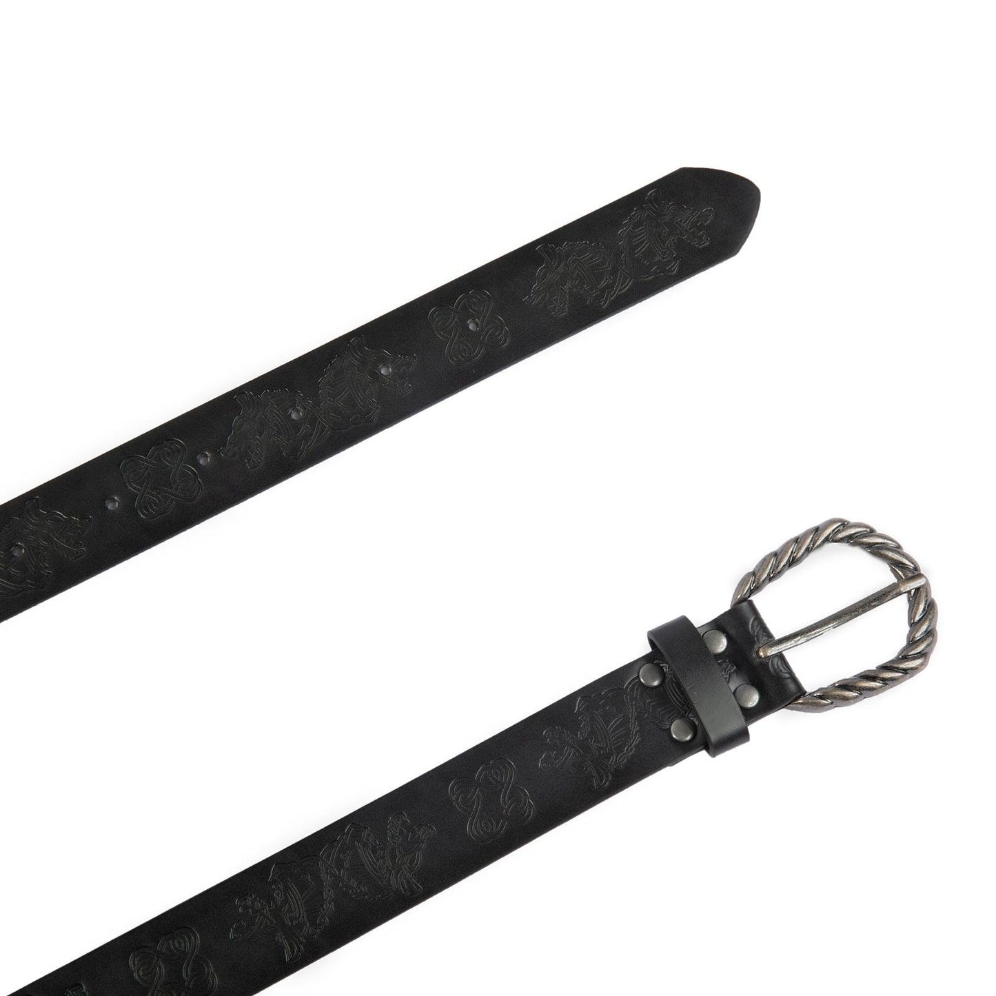 HiiFeuer Viking Fenrir Embossed Faux Leather Buckle Belt, Medieval Knight Belt