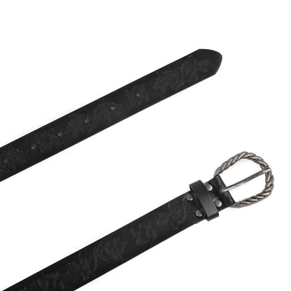 HiiFeuer Viking Fenrir Embossed Faux Leather Buckle Belt, Medieval Knight Belt