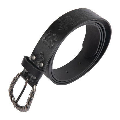 HiiFeuer Viking Fenrir Embossed Faux Leather Buckle Belt, Medieval Knight Belt