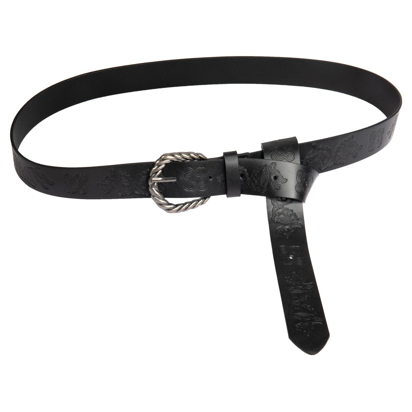 HiiFeuer Viking Fenrir Embossed Faux Leather Buckle Belt, Medieval Knight Belt