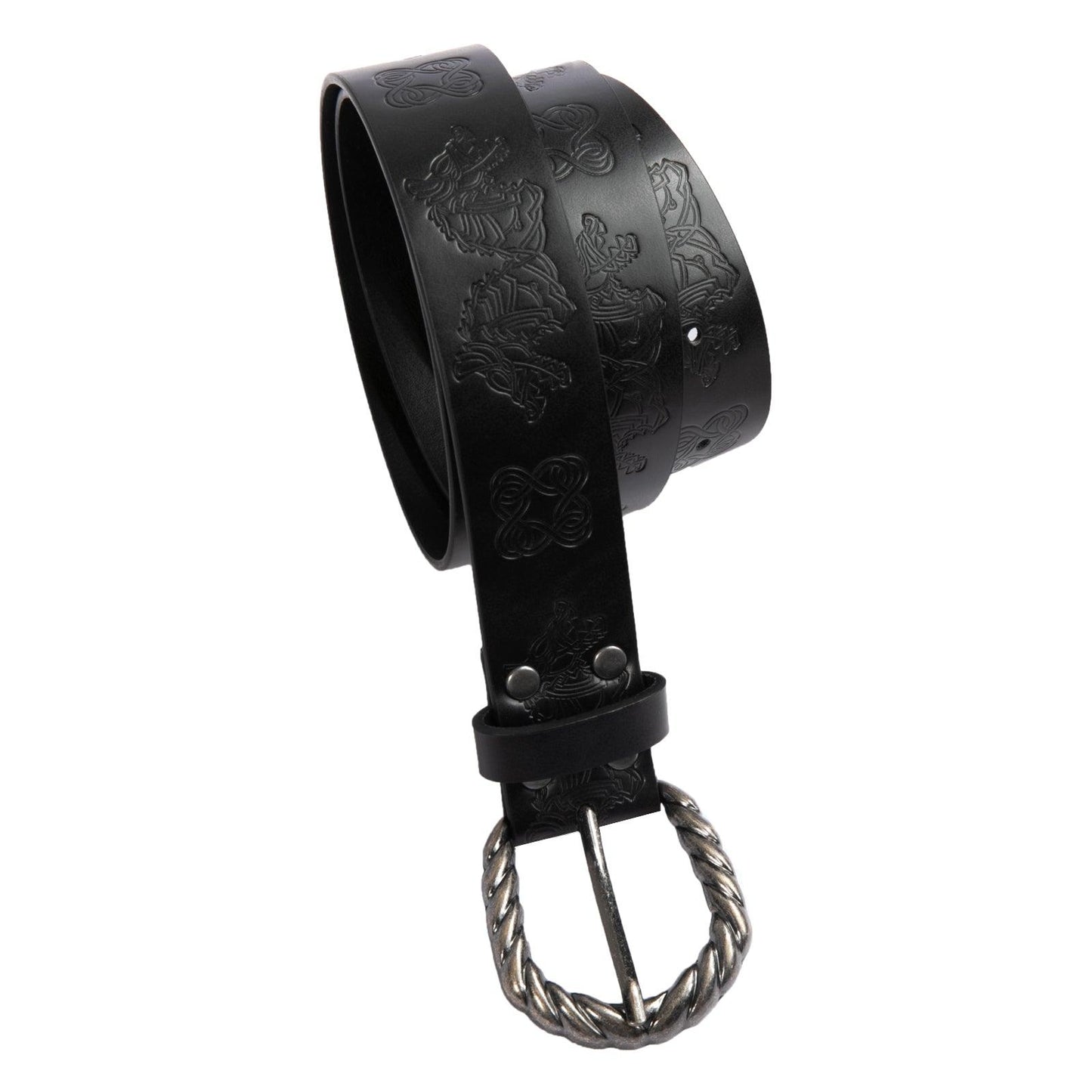 HiiFeuer Viking Fenrir Embossed Faux Leather Buckle Belt, Medieval Knight Belt