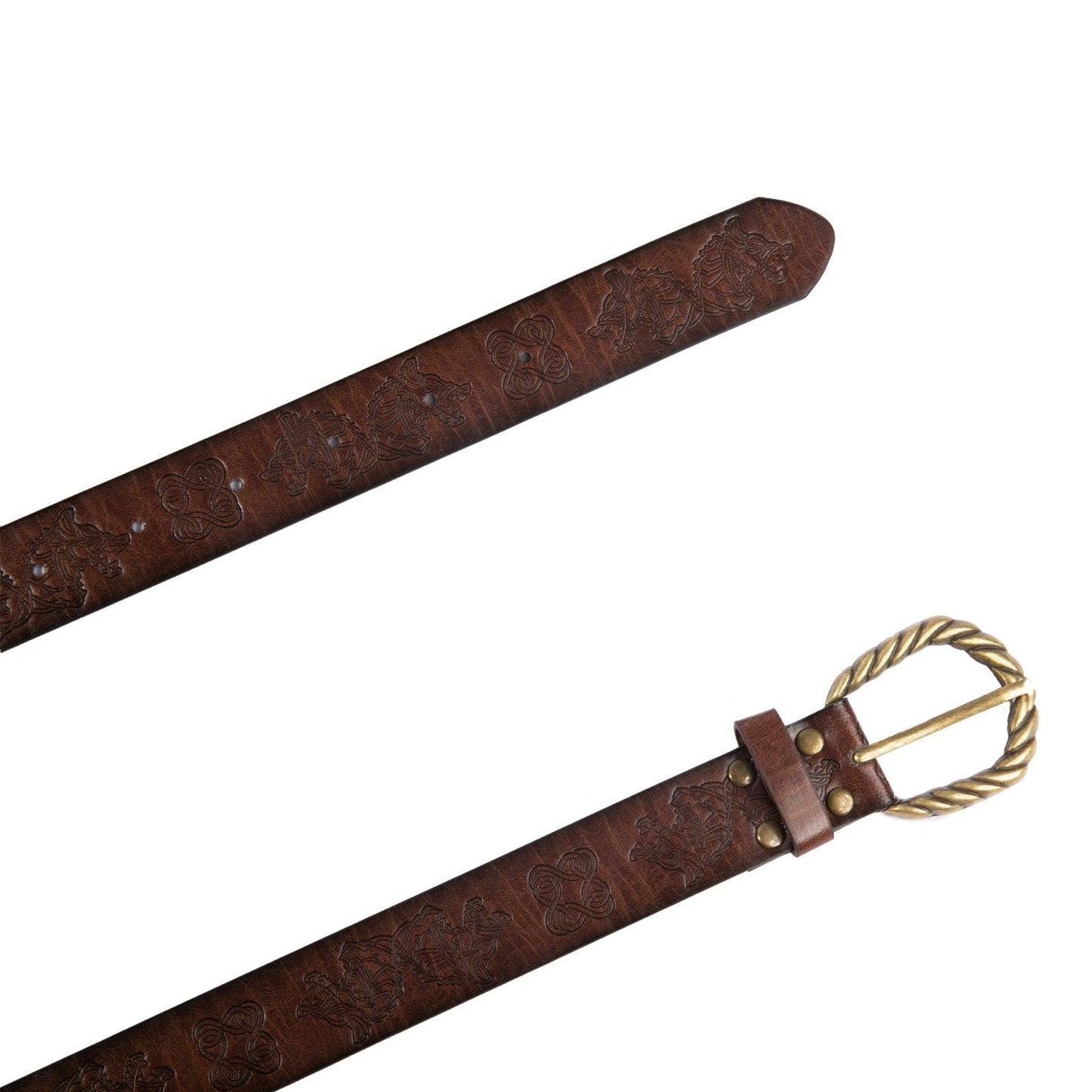 HiiFeuer Viking Fenrir Embossed Faux Leather Buckle Belt, Medieval Knight Belt