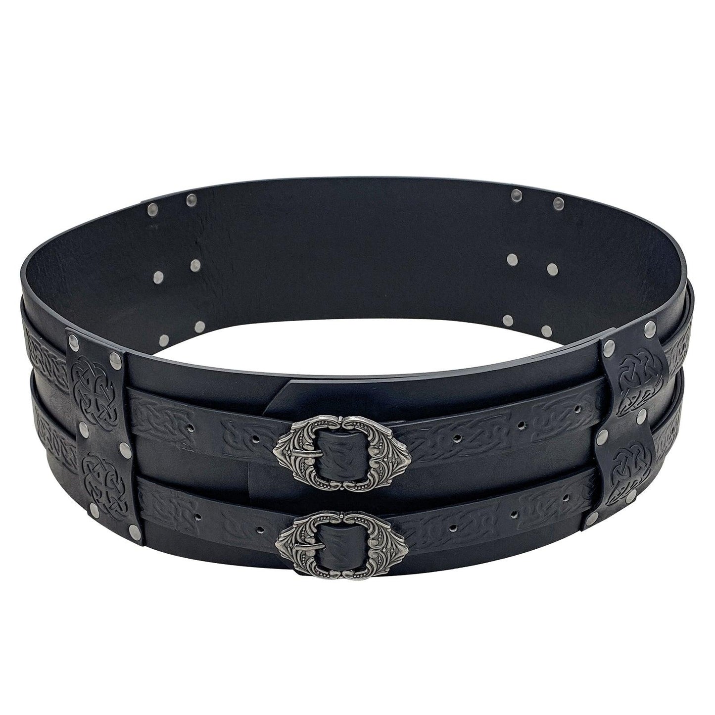 HiiFeuer Viking Wide Belt, Medieval Faux Leather Armor Belt Knight Corset Belt, LARP Costume