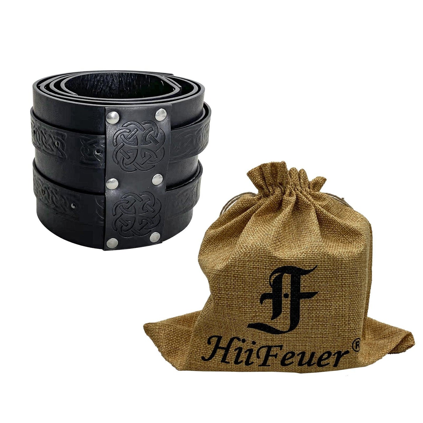 HiiFeuer Viking Wide Belt, Medieval Faux Leather Armor Belt Knight Corset Belt, LARP Costume