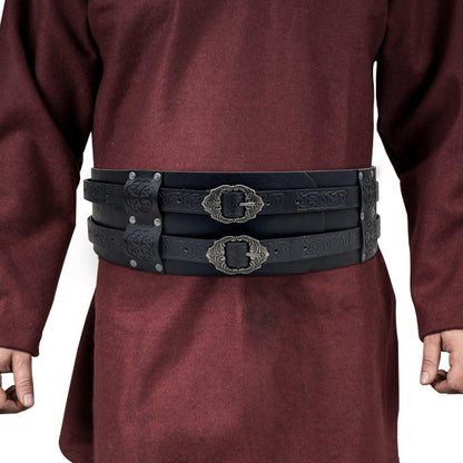 HiiFeuer Viking Wide Belt, Medieval Faux Leather Armor Belt Knight Corset Belt, LARP Costume