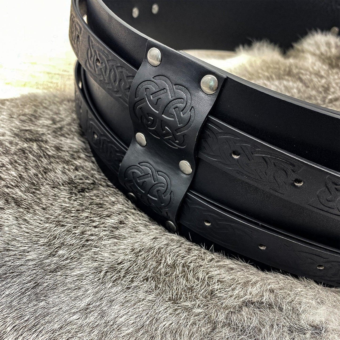 HiiFeuer Viking Wide Belt, Medieval Faux Leather Armor Belt Knight Corset Belt, LARP Costume