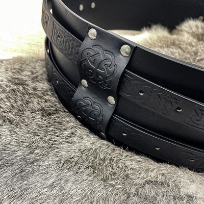 HiiFeuer Viking Wide Belt, Medieval Faux Leather Armor Belt Knight Corset Belt, LARP Costume