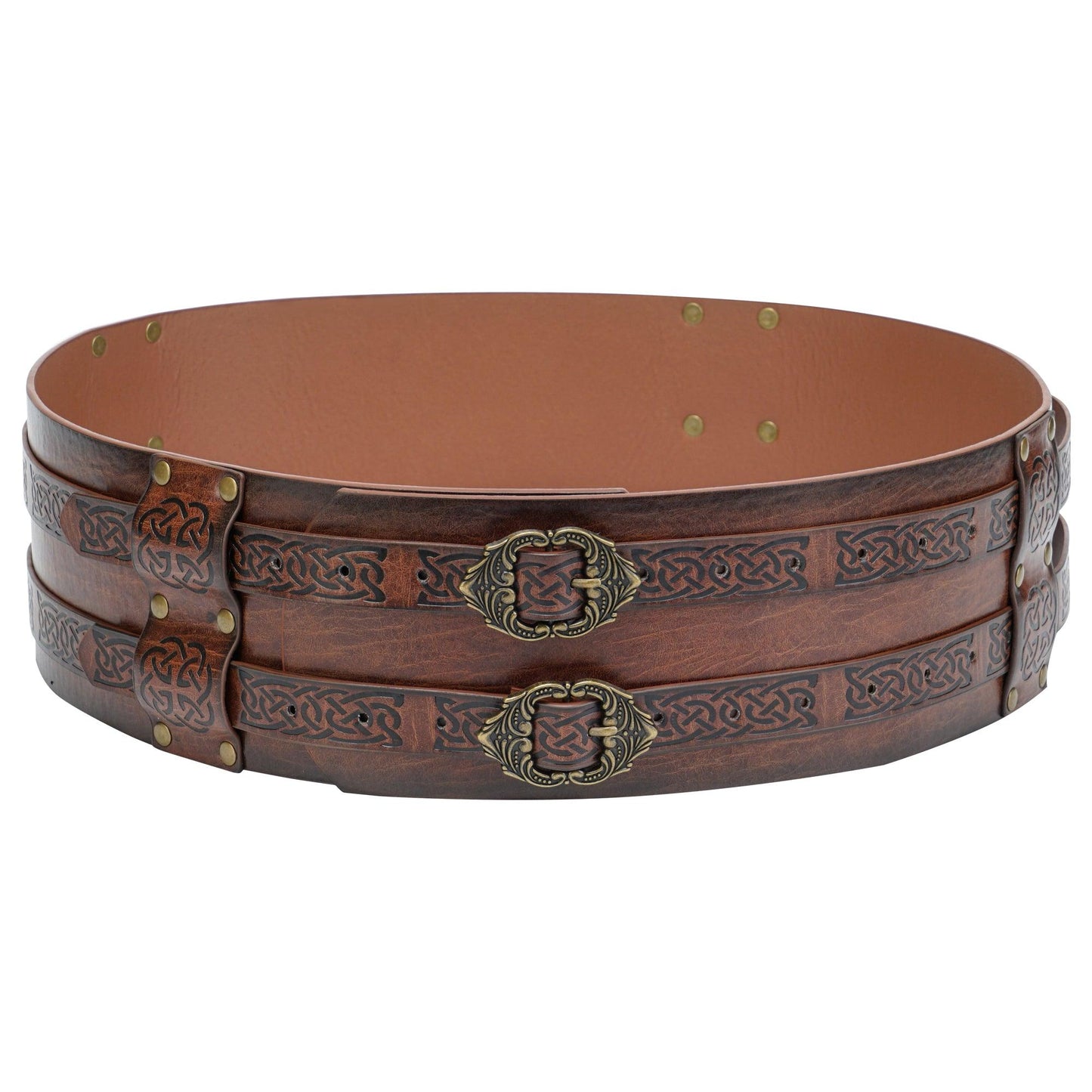 HiiFeuer Viking Wide Belt, Medieval Faux Leather Armor Belt Knight Corset Belt, LARP Costume
