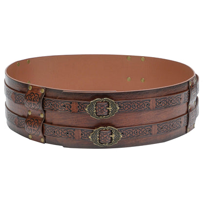 HiiFeuer Viking Wide Belt, Medieval Faux Leather Armor Belt Knight Corset Belt, LARP Costume