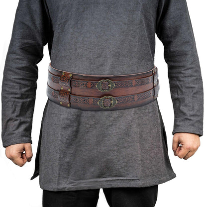 HiiFeuer Viking Wide Belt, Medieval Faux Leather Armor Belt Knight Corset Belt, LARP Costume