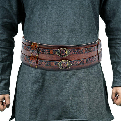 HiiFeuer Viking Wide Belt, Medieval Faux Leather Armor Belt Knight Corset Belt, LARP Costume