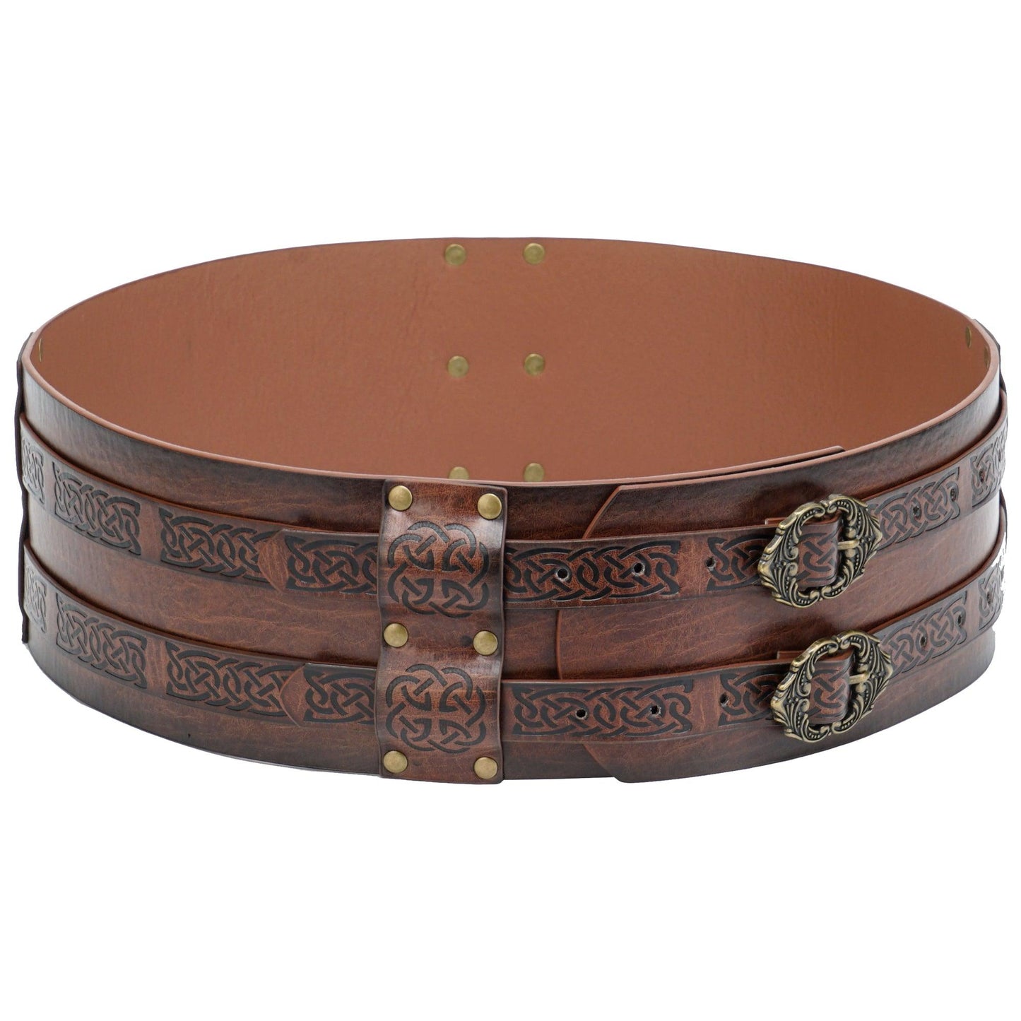HiiFeuer Viking Wide Belt, Medieval Faux Leather Armor Belt Knight Corset Belt, LARP Costume