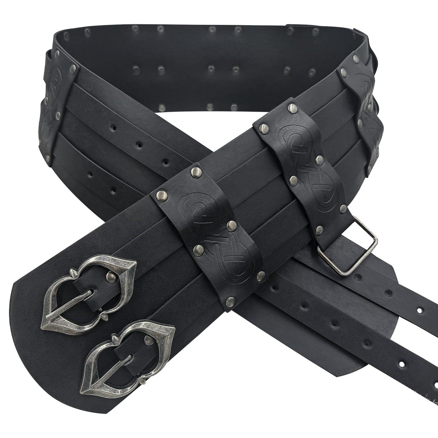 HiiFeuer Viking Wide Belt, Medieval Faux Leather Armor Belt Knight Corset Belt, LARP Costume