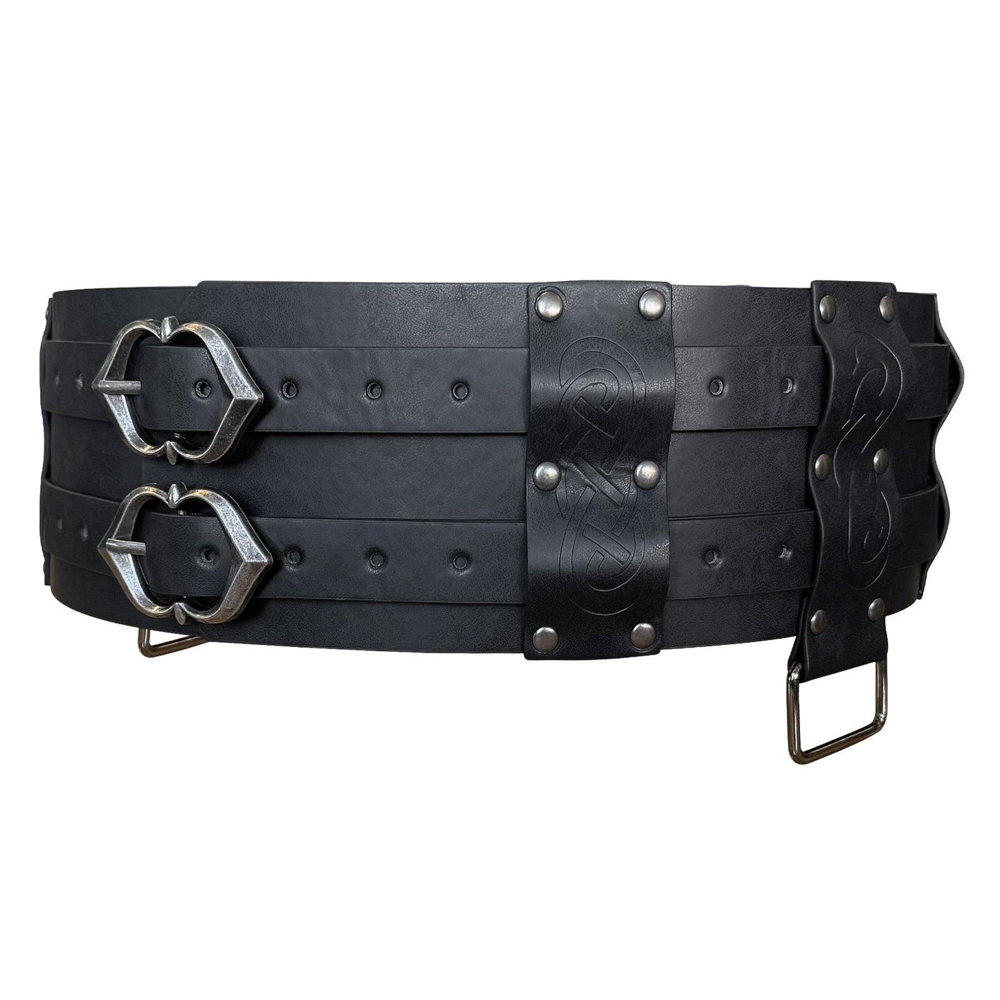 HiiFeuer Viking Wide Belt, Medieval Faux Leather Armor Belt Knight Corset Belt, LARP Costume