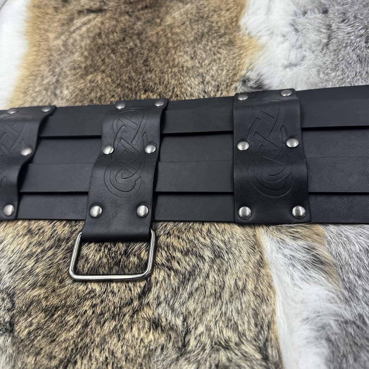 HiiFeuer Viking Wide Belt, Medieval Faux Leather Armor Belt Knight Corset Belt, LARP Costume
