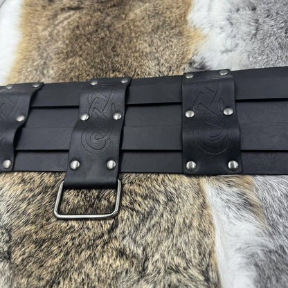 HiiFeuer Viking Wide Belt, Medieval Faux Leather Armor Belt Knight Corset Belt, LARP Costume
